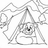 Camping Coloring Pages Bear Colouring Tent Printable Kids Print Teddy sketch template