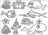 Coloring Animals Pages Ocean Sea Ecosystem Fish Animal Drawing Water Underwater Deep Creatures Life Plants Printable Color Scene Getdrawings Realistic sketch template