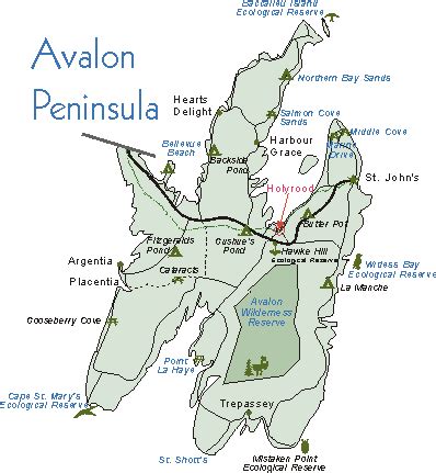 map  newfoundlands avalon peninsula   avalon peninsula