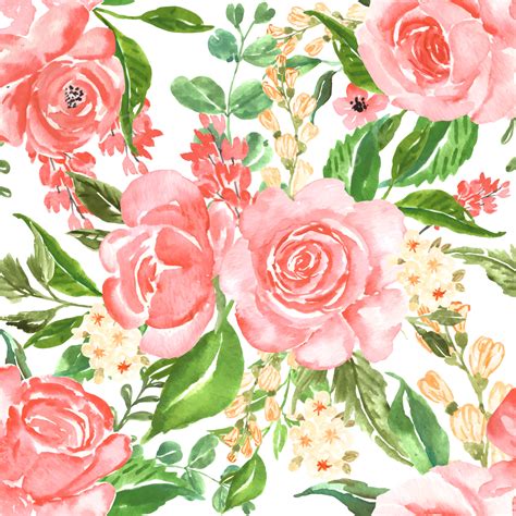 seamless pattern beautiful rose pink watercolor flower background