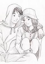 Drawing Couple Cute Pencil Korean Drawings Couples Sketch Sketches Simple Shading Getdrawings sketch template