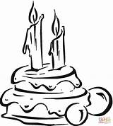 Coloring Birthday Cake Candles Clipart Happy Pages Color Drawing Printable Gif sketch template