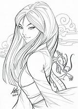 Coloriage Artgerm Mulan Princesse Imprimer Blanc Fille Tvhland Cheveux Personnage Croquis sketch template