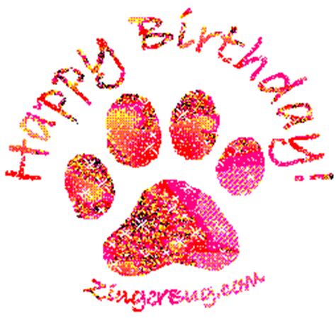 happy birthday paw print red glitter graphic greeting comment meme