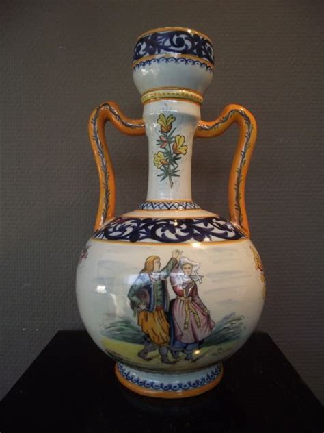 henriot quimper faience vase  handles france catawiki