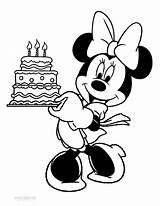 Minnie Mouse Coloring Pages Birthday Happy Disney Cake Baby sketch template
