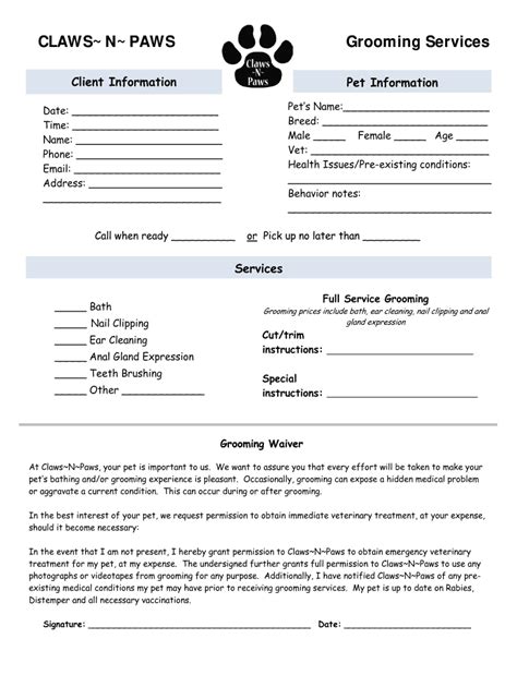 printable grooming forms projectopenlettercom