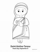 Teresa Mother Coloring Saint Kids Sheet Catholic sketch template