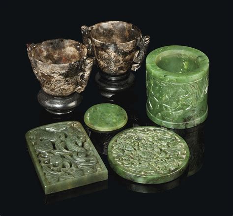 A Selection Of Five Chinese Jade Carvings 19th And 20th Century