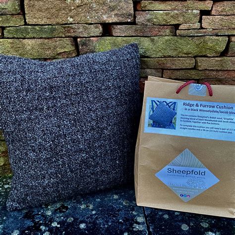 ridge and furrow cushion knitting kit wool clip woollen products