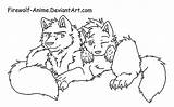 Wolf Anime Firewolf Coloring Line Pages Lineart Deviantart Furry Drawing Cuddle Wolves Family Cuddling Pack Couple Couples Base Chibi Drawings sketch template