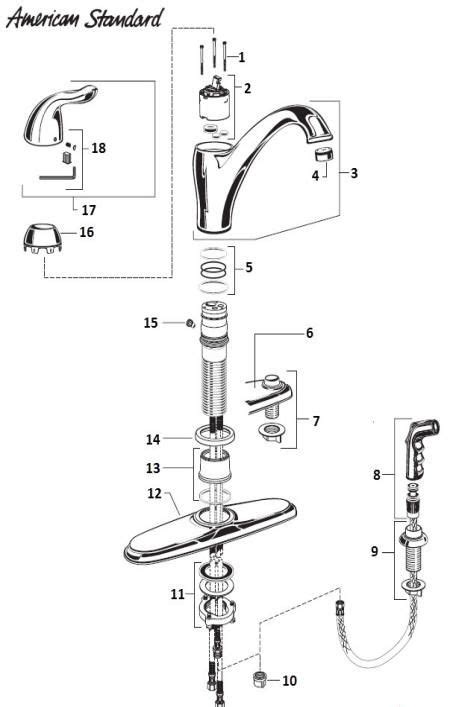 american standard kitchen faucet parts american standard kitchen faucet parts diagram
