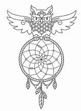 Attrape Reve Sonhos Filtro Catcher Indien Facile Mandalas Hibou Owl Tatuagens Indiens sketch template