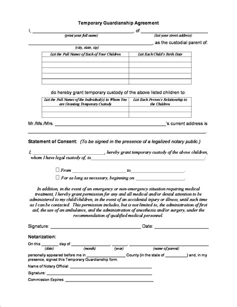 template  temporary guardianship letter examples letter template