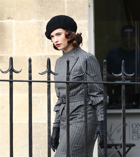 lily james on the set of the persuit of love in bath 09 18 2020