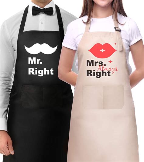 ubrand couple aprons for cooking his and hers funny apron mr mrs 2