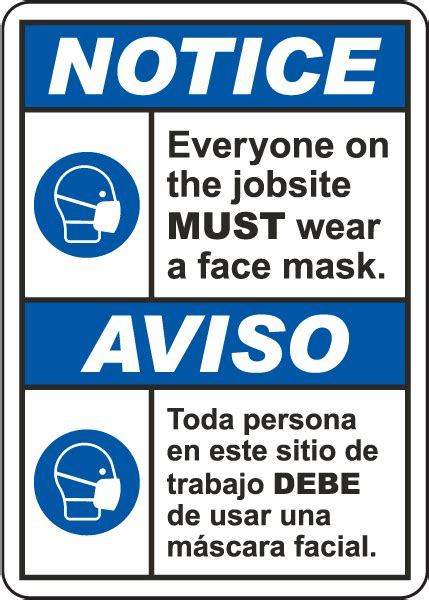 bilingual notice wear  face mask sign save  instantly