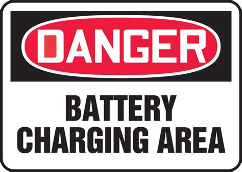 battery charging area osha danger safety sign melc