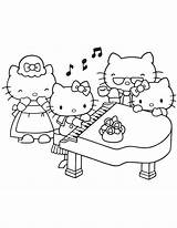 Coloring Piano Kitty Family Pages Hello Playing Colouring Printable Sheets Print Color Cute Choose Board sketch template