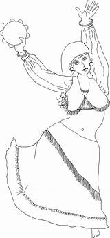 Gypsy Fantasy Shira Dancer Coloring Belly Drawing Dance sketch template