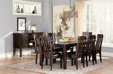 handigan casual dark brown color dining room set rectangular table