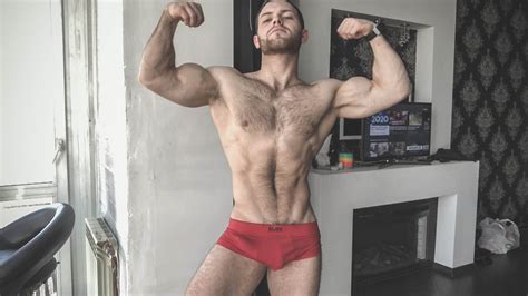 flexing show  red underwear  sergey frost gymnastsergey