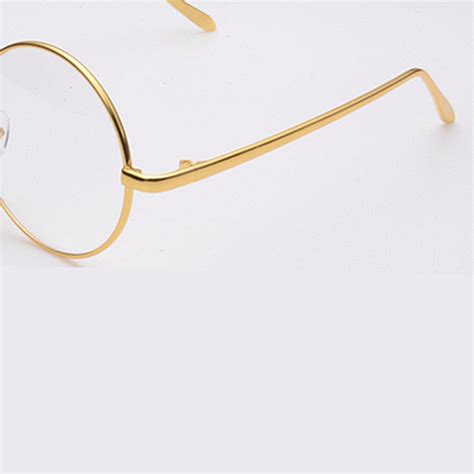 Gold Metal Vintage Round Eyeglasses Frame Clear Lens Full Rim Glasses