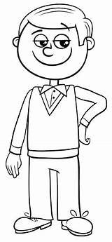 Coloring Boy Character Premium Elementary Age Vector Book sketch template
