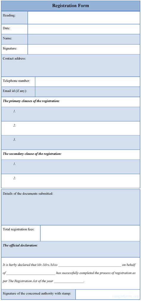 registration form format sample registration form format sample forms