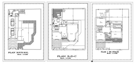 cad drawing details  plan  housing bungalow floor plan dwg file