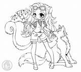 Coloring Pages Chibi Girl Wolf Anime Skunk Girls Drawing Yampuff Color Dog Chibis Stuff Lineart Animal Printable Outline Commission Werewolf sketch template