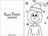 Natale Maestra Biglietto Colorare Biglietti Babbo sketch template
