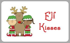 elf kisses labels stickers christmas fun kids novelty stocking filler
