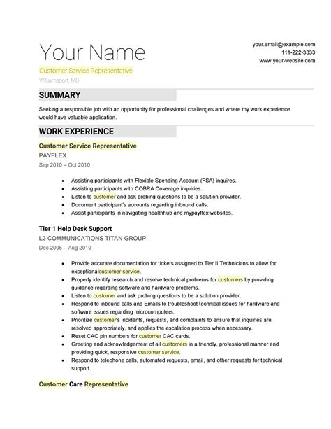 resume samples customer service representative   write