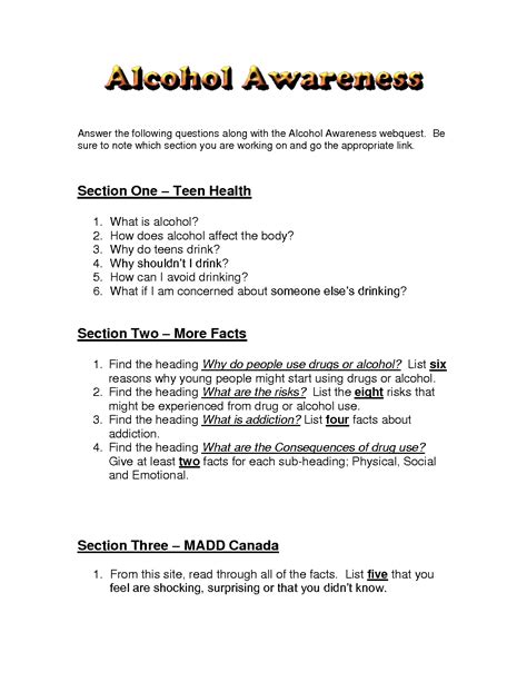 images   printable drug worksheets drug addiction
