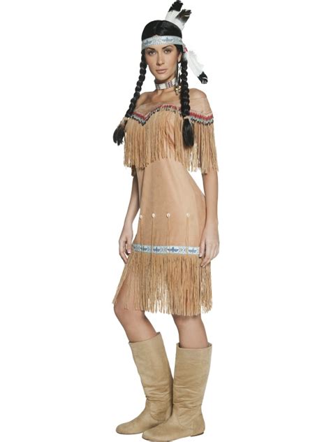 adult western authentic indian lady squaw fancy dress