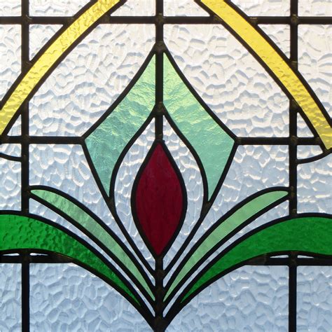 Art Deco 1930s Stained Glass Panel From Period Home Style