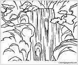 Waterfall Forest Coloring Pages Color Online Printable sketch template