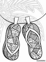 Flip Flops Coloring Beach Zentangle Drawing Pages Flop Colouring Books Drawn Hand Book Adult Choose Board Getdrawings Fotolia Royalty sketch template