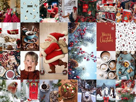 christmas photo collage kit prints aesthetic room decor  etsy