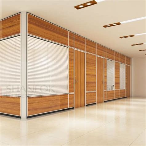 China Decorative Office Half Glass Wall Partition Mdf Office Partition