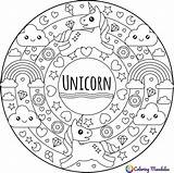 Mandala Unicorn Kids Pages Coloring Mandalas Unicorns sketch template
