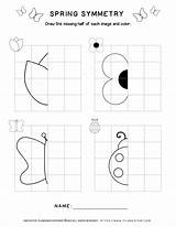 Symmetry Spring Worksheet Worksheets Drawing Pages Coloring Draw Grade Half Activities Choose Board A5 First Tracing Missing sketch template