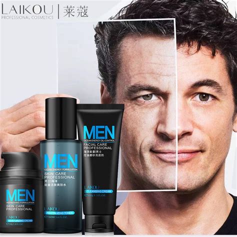 anti aging daily skincare set for men 3pcs cleanser toner cream