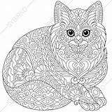 Coloring Pages Zentangle Cat Adult Kitten Doodle Adults Book Print Animal Kitty Digital Instant Illustration Colouring Animals Cute Stress Zentangles sketch template
