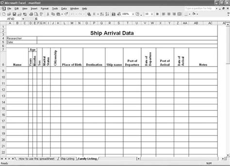 ship manifest template family listing censustools
