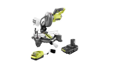ryobi p psk   cordless    compound miter    ah battery  charger