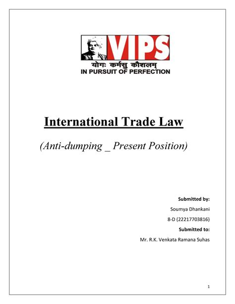 itl research paper  ternational trade law anti dumping present