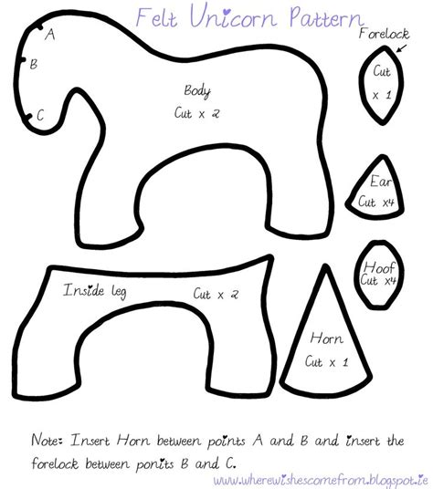 felt unicorn pattern   wishes   blog unicorn pattern