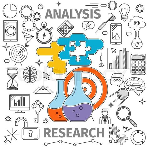 concept analysis and research in flat stock vector